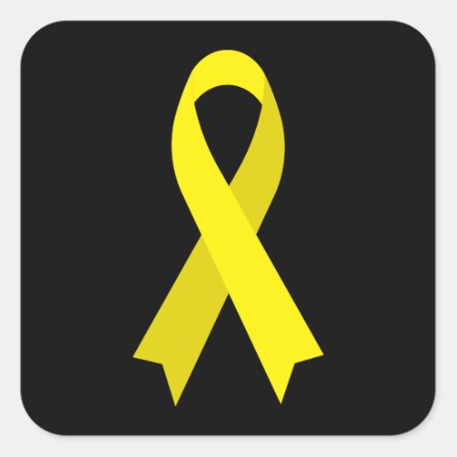 Yellow Awareness Ribbon by Janz Black Square Sticker