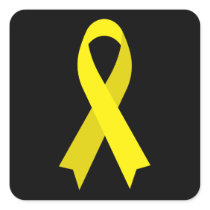 Yellow Awareness Ribbon by Janz Black Square Sticker