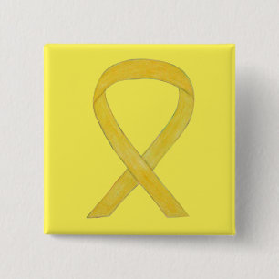 Yellow Awareness Ribbon Custom Art Pins