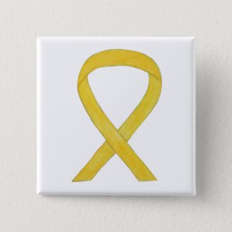 Yellow Awareness Ribbon Custom Art Pins