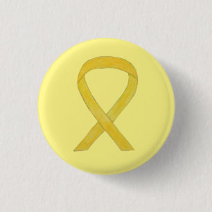 Yellow Awareness Ribbon Custom Art Pins