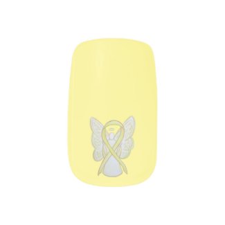 Yellow Awareness Ribbon Custom Nail Wrap Art