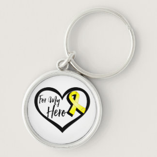 Yellow Awareness Ribbon For My Hero Keychain