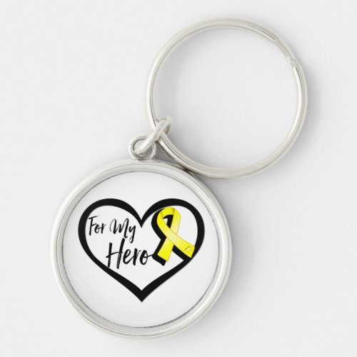 Yellow Awareness Ribbon For My Hero Keychain