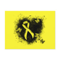Yellow Awareness Ribbon Grunge Heart Postcard