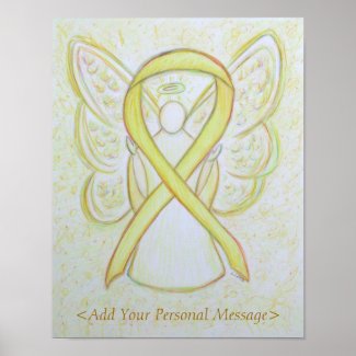 Yellow Awareness Ribbon Guardian Angel Art Print