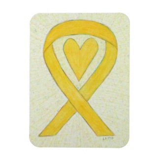 Yellow Awareness Ribbon Heart Custom Magnet Gift