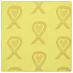 Yellow Awareness Ribbon Heart Fabric Material
