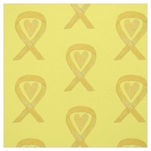 Yellow Awareness Ribbon Heart Fabric Material