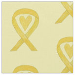 Yellow Awareness Ribbon Heart Fabric Material