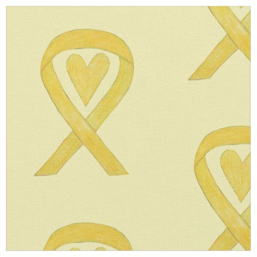 Yellow Awareness Ribbon Heart Fabric Material