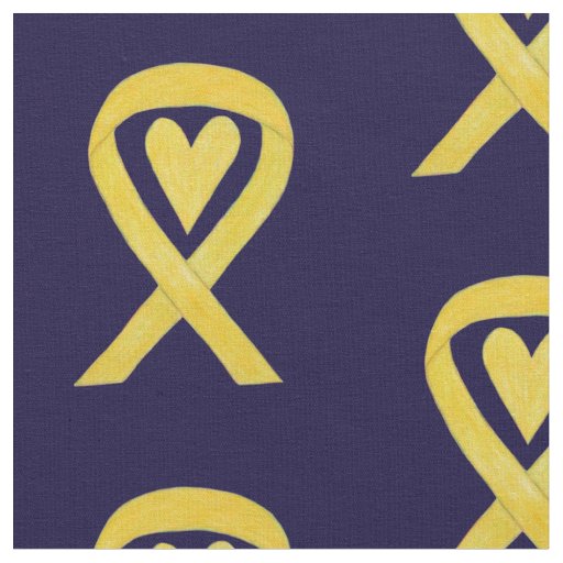 Yellow Awareness Ribbon Heart Fabric Material