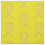 Yellow Awareness Ribbon Heart Fabric Material