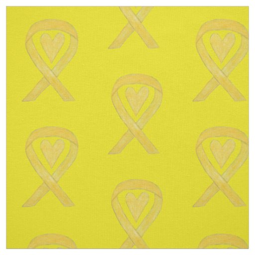 Yellow Awareness Ribbon Heart Fabric Material