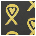 Yellow Awareness Ribbon Heart Fabric Material