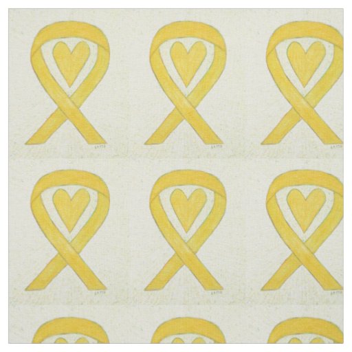 Yellow Awareness Ribbon Hearts Art Fabrics Fabric