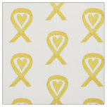 Yellow Awareness Ribbon Hearts Custom Fabric