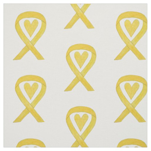 Yellow Awareness Ribbon Hearts Custom Fabric