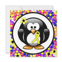 Yellow Awareness Ribbon Penguin