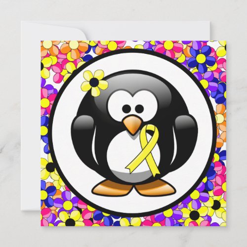 Yellow Awareness Ribbon Penguin