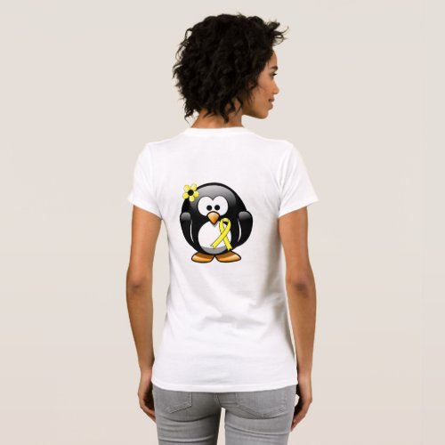 Yellow Awareness Ribbon Penguin T_Shirt