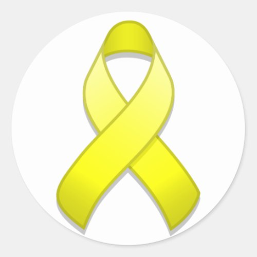 Yellow Awareness Ribbon Round Sticker