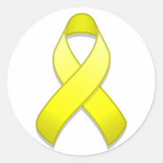 Yellow Awareness Ribbon Round Sticker