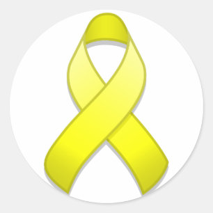 Yellow Awareness Ribbon Round Sticker