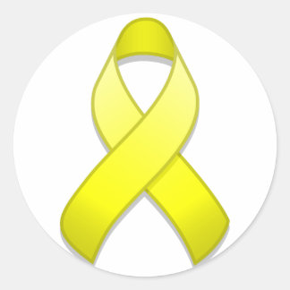 Yellow Awareness Ribbon Round Sticker