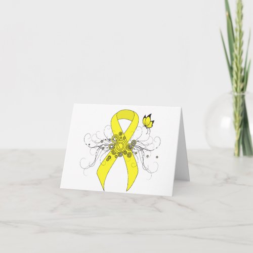 Yellow Awareness Ribbon with Butterfly Card