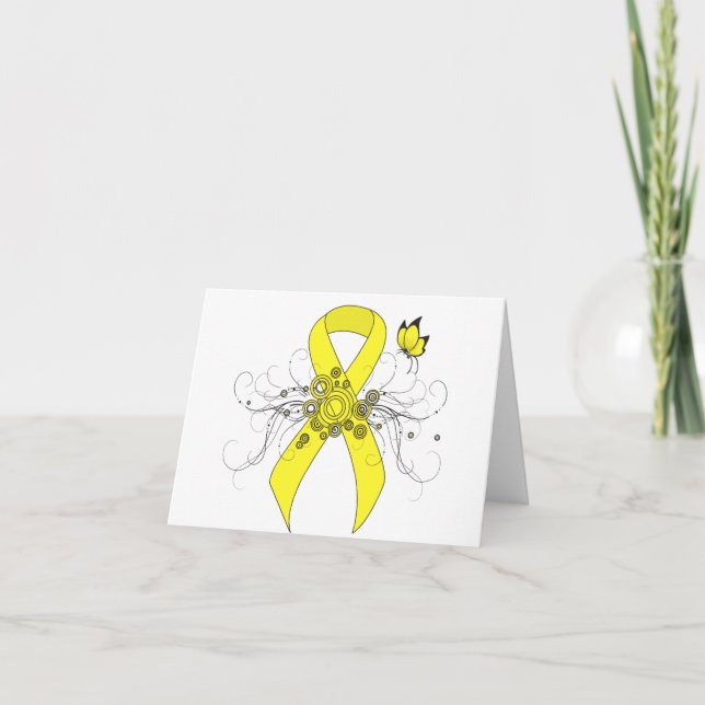 Yellow Awareness Ribbon with Butterfly Card (Front)