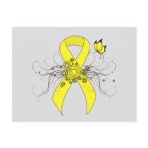 Yellow Awareness Ribbon with Butterfly Postcard