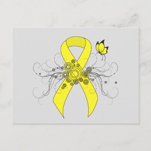 Yellow Awareness Ribbon with Butterfly Postcard