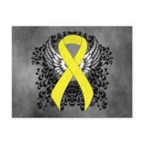 Yellow Awareness Ribbon with Wings Postcard