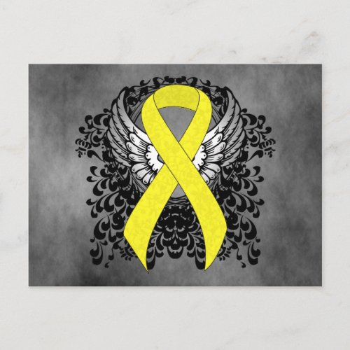 Yellow Awareness Ribbon with Wings Postcard