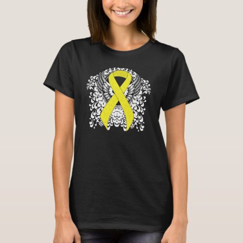 Yellow Awareness Ribbon with Wings T_Shirt