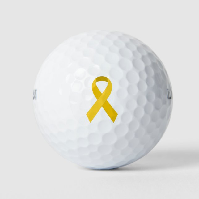 Yellow Awareness Support Ribbon Golf Balls (Front)