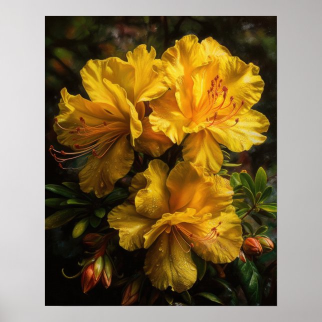 Yellow Azalea Flowers Art Print Poster (Front)