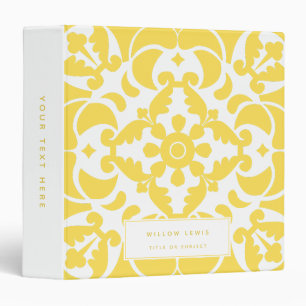 Yellow Azulejos Portuguese Spanish Mediterranean 3 Ring Binder