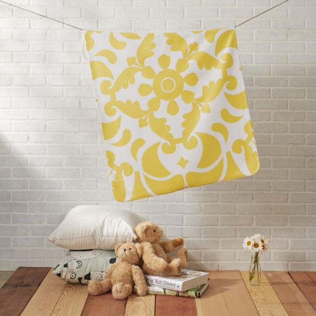 Yellow Azulejos Portuguese Spanish Mediterranean Baby Blanket (In Situ)