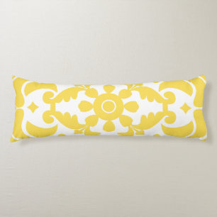 Yellow Azulejos Portuguese Spanish Mediterranean Body Pillow