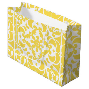 Yellow Azulejos Portuguese Spanish Mediterranean Large Gift Bag