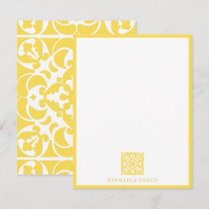 Yellow Azulejos Portuguese Spanish Mediterranean Note Card