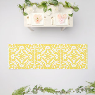 Yellow Azulejos Portuguese Spanish Mediterranean Outdoor Rug