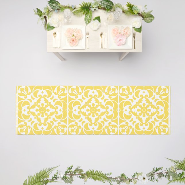 Yellow Azulejos Portuguese Spanish Mediterranean Outdoor Rug (Insitu (Wedding 2))