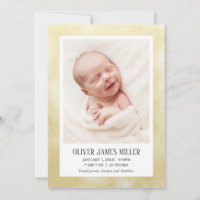 Yellow Baby Birth Announcement Photo Card