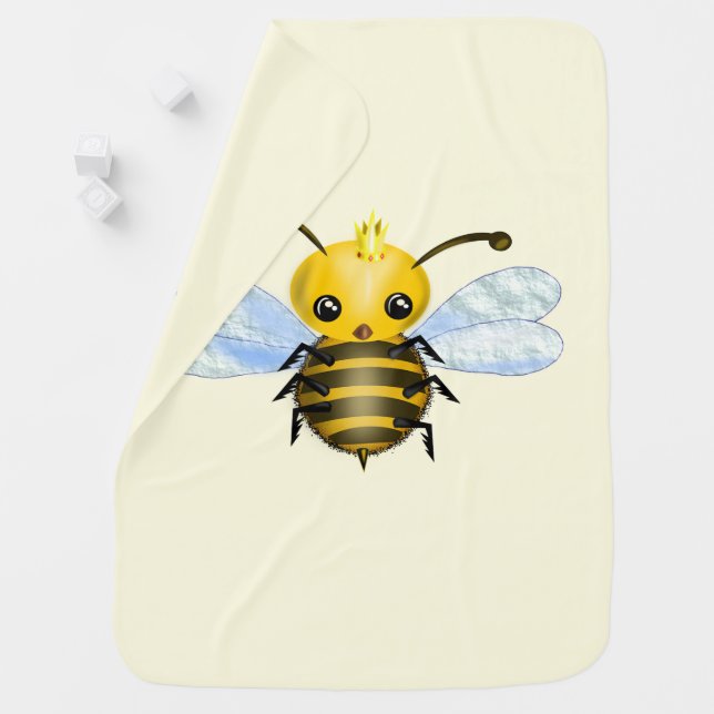 Yellow Baby Blanket with Baby Queen Bee (In Situ)