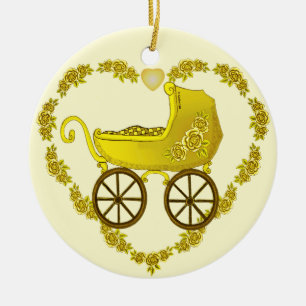 Yellow Baby Buggy ornament 