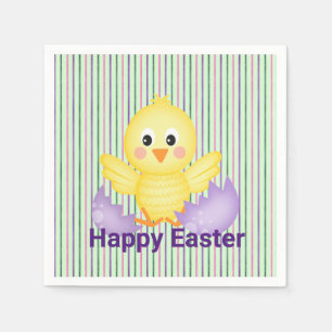 Yellow Baby Chick And Purple Egg Napkins