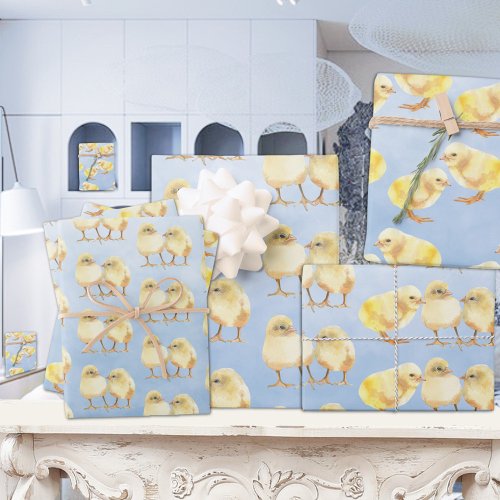 Yellow Baby Chickadee Birds Gender Neutral Baby Wrapping Paper Sheets